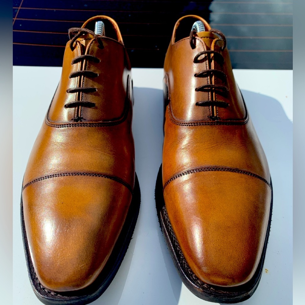 Cheaney & Sons For Herring Olive Brown Churchill Captoe Oxfords UK6.5E/US7.5
